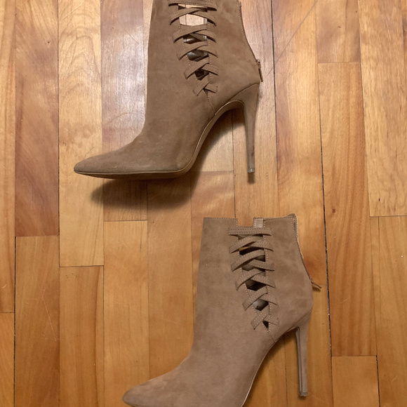 Heeled Suede Booties in Tan - Picture 4 of 4